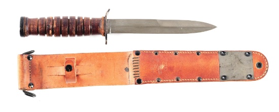 US WWII BOKER M3 KNIFE WITH M6 LEATHER SCABBARD