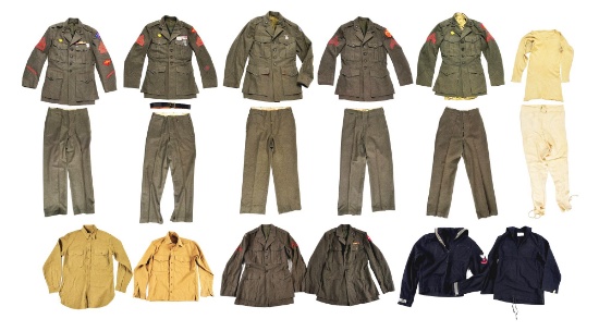LARGE LOT OF WWII USMC AND US NAVY UNIFORMS