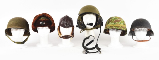 LOT OF 6: WWII-POST WWII USMC HEADGEAR