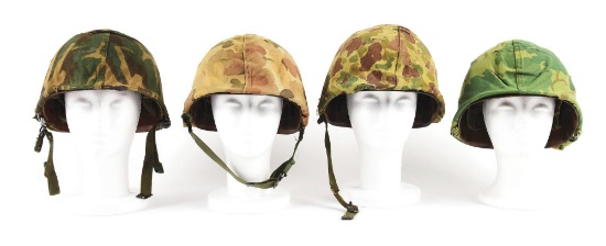 LOT OF 4: WWII ERA-POST WWII M1 HELMETS