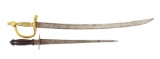 LOT OF 2: PRUSSIAN MODEL 1816 HANGER AND BRITISH DIRK MADE FROM BAYONET.