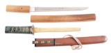 YOROI DOSHI ARMOR PIECING DAGGER WITH SHIRASAYA AND SAMURAI MOUNTS, DATED EISHO PERIOD.