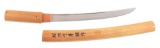SOSHU TANTO SIGNED HIRO-SUNE IN SHIRASAYA MOUNTS.
