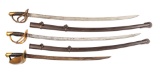 LOT OF 3: CIVIL WAR SWORDS, TWO CAVALRY SABERS, ONE CUTLASS