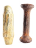 LOT OF 2: IRON BAR SHOT AND ALUMINUM WHITWORTH PROJECTILE.