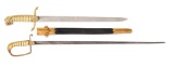 LOT OF 2: BRITISH NAVAL SWORDS.