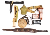 LOT OF 7: US INDIAN WARS, SPANISH AMERICAN WAR, AND WWII FIELD GEAR