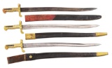 LOT OF 3: COLLINS BAYONETS WITH SCABBARDS.