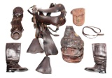 US MODEL 1904 MCCLELLAN SADDLE, SADDLE BAGS AND BOOTS.