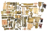 LARGE LOT OF US MILITARY BELTS, CARTRIDGE BOXES, AND FIELD GEAR.