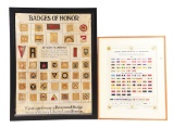 LOT OF 2: WWI BADGES OF HONOR PATCH POSTER AND WWII RIBBON BARS OF THE US ARMED FORCES POSTER