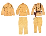 LOT OF 5: 3 USMC MODEL 1912 SUMMER SERVICE COATS, 2 PANTS, AND 1 HOLSTER