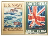 LOT OF 2: US AND BRITISH WWI ENLISTMENT POSTERS
