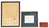 LOT OF 3: FRAMED HERBERT HOOVER SIGNATURES AND A NOTEBOOK WITH CHESTER A. ARTHUR AND CABINET MEMBER'