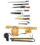 LOT OF 8: MILITARY BAYONETS AND FIELD GEAR