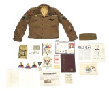 LOT OF 2 US WWII GROUPINGS: 41ST TANK BATTALION UNIFORM GROUPING AND 319TH INFANTRY REGIMENT MEDAL G