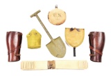 LOT OF U.S. MILITARIA INCLUDING SHOVEL AND CANTEEN.