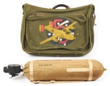 LOT OF 2: WWII USAAF PAINTED B-4 BAG AND TYPE D-2 OXYGEN TANK