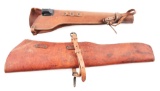LOT OF 2: WWII US M1 CARBINE AND GARAND LEATHER RIFLE SCABBARDS.