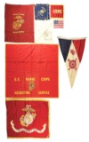 LOT OF 8: USMC FLAGS FROM PRE WWII-PRESENT