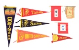 LOT OF 8: 3 SON IN SERVICE BANNERS AND 5 USMC PENNANTS