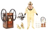 UNDERWATER DEEP SEA DIVER SUIT, HELMET, AND DIVING PUMP
