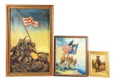 LOT OF 3: AMERICAN AND EUROPEAN MILITARY PAINTINGS.