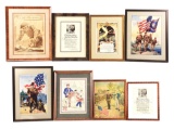 LOT OF 8: US WWI-WWII POSTERS, PRINTS, AND DOCUMENTS.