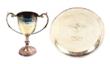 LOT OF 2: VIETNAM WAR USMC PRESENTATION PLATE AND 1950'S-60'S TROPHY