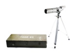 J. UNERTL 100MM SPOTTING TELESCOPE WITH TRIPOD AND CASE.