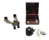 LOT OF TWO: SWISS KERN TRENCH BINOCULARS AND WWII USAAF TYPE A-10A SEXTANT