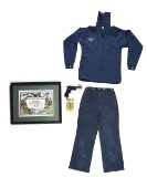 LOT OF 4: GERMAN WWII NAVY JUMPER, FLARE GUN, FLARES, AND FRAMED DOCUMENT
