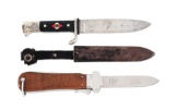 LOT OF 2: GERMAN WWII HITLER YOUTH AND LUFTWAFFE GRAVITY KNIVES