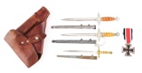 LOT OF 5: GERMAN THIRD REICH MINIATURE DAGGERS, IRON CROSS, AND HOLSTER