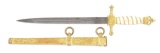 IMPRESSIVE IMPERIAL GERMAN NAVAL DIRK WITH DAMASCUS STEEL BLADE & BONE GRIP