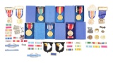 LOT OF 56: US WWII-POST WWII MEDALS, RIBBONS, BADGES AND PATCHES.