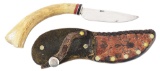 BEAUTIFUL SMALL SCAGEL BIRD AND TROUT KNIFE WITH SHEATH AND LUCIE LETTER (1935-1940).
