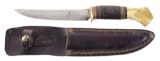 ATTRACTIVE SCAGEL HOME OR CAMP KNIFE WITH ORIGINAL SHEATH.