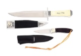 LOT OF 2: CUSTOM MADE FIXED BLADE KNIVES BY A.H. DANIELS TOWN CREEK, AL.