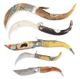 LOT OF 5: FOREIGN EXOTIC RATCHET CLASP KNIVES.