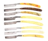 LOT OF 8: CELLULOID STRAIGHT RAZORS.