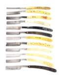 LOT OF 12: CELLULOID STRAIGHT RAZORS.