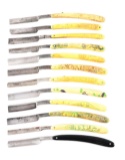 LOT OF 12: CELLULOID STRAIGHT RAZORS.