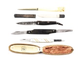 LOT OF 5: FIXED AND FOLDING KNIVES.
