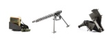 M60 CRADLE WITH CARDBOARD AMMO BOX, DUMMY ROUNDS, & 1919A6 MG SHROUD WITH BARREL.