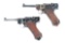 (C) LOT OF 2: (A) DWM AND (B) MAUSER P08 LUGER SEMI-AUTOMATIC PISTOLS.