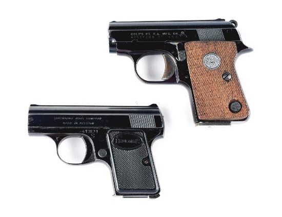 (C) LOT OF 2: COLT JUNIOR & BABY BROWNING SEMI-AUTOMATIC POCKET PISTOLS.