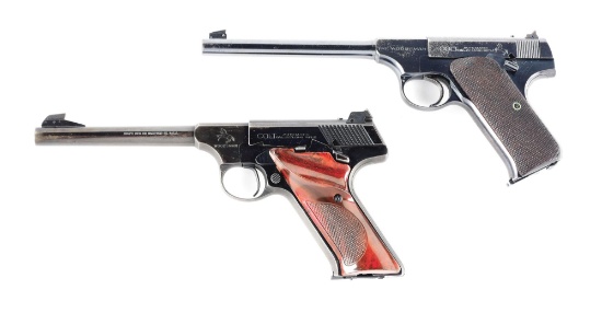 (C) LOT OF 2: COLT WOODSMAN .22 LR SEMI-AUTOMATIC PISTOLS.