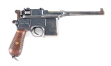 (C) MAUSER C96 WARTIME COMMERCIAL BROOMHANDLE SEMI-AUTOMATIC PISTOL WITH STOCK HOLSTER.
