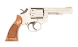 (M) NICKEL PLATED SMITH & WESSON MODEL 13-1 DOUBLE ACTION REVOLVER.